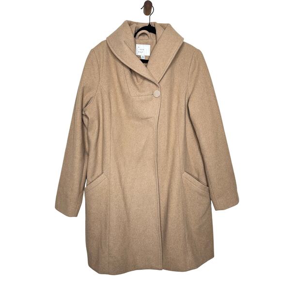 a new day Jackets & Blazers - A New Day Wool Blend Coat Camel Peacoat Overcoat Pockets Size XXL